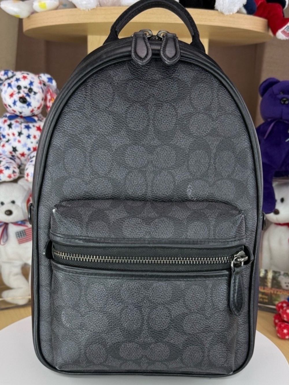 Coach Men's Black/Gray Signature Mini Backpack